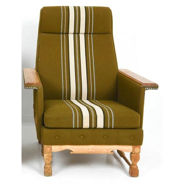 Mid-Century Modern Danish Mid Century Modern High Back Lounge Chair W Straight Paddle Arms For Sale - Image 3 of 11