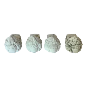 1993 Nina’s Studio Cement Planter's Feet From Acorn and Leaves Design - Set of 4