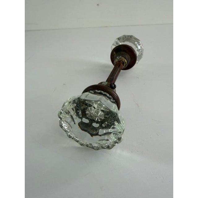 Brass Antique Clear Glass Door Knob Set With Brass Hardware, 1920s–1930s For Sale - Image 8 of 13