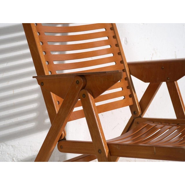Vintage Folding Rocking Chair in Beech, Central Europe, 1960 For Sale - Image 5 of 10