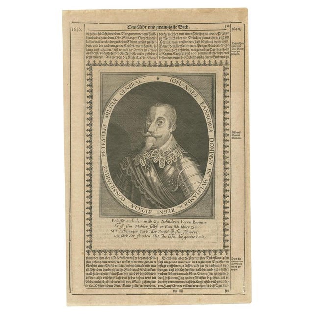 Title: johann banér, swedish general of the thirty years’ war – engraving, 1640 description: original 17th-century german...