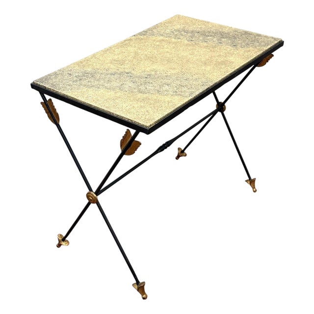 Maison Jansen Style Gilt-Iron Arrow Motif Side Table, France, 1970s For Sale