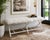 Shabby Chic Vintage Hollywood Regency White Rattan Bench With Removable Faux Fur Cushion From Hollywood Props House For Sale - Image 3 of 3