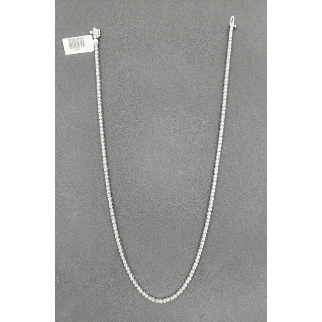 Modern 6.12 Ct Diamond Tennis Necklace 4-Prong For Sale - Image 3 of 8