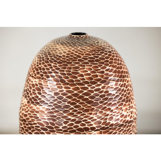 Artisan Large Ceramic Vase with Reptile-Inspired Textured Glaze For Sale - Image 4 of 18