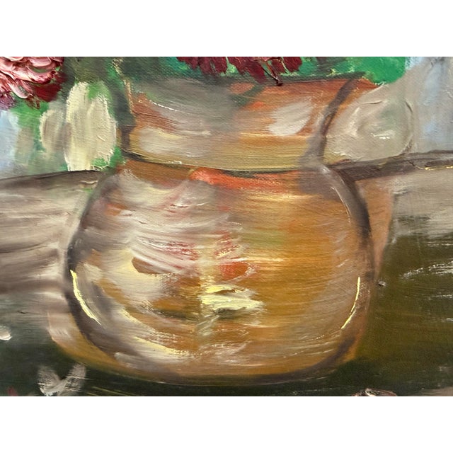 Late 20th Century Floral Oil on Canvas by Unknown Artist, Vintage For Sale - Image 11 of 12