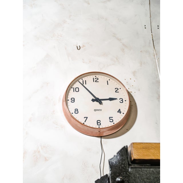 Industrial Large Copper Wall Clock from Gents of Leicester, 1920s For Sale - Image 3 of 17
