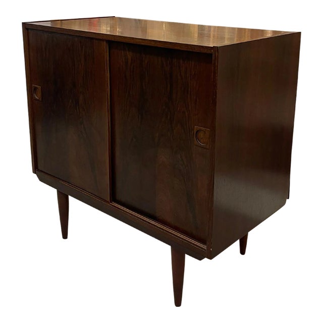 1970s Vintage Imported Mid Century Danish Modern Rosewood Toned Cabinet For Sale