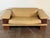 Vintage 1980’s Italian and Walnut Sculptural Leather Loveseat For Sale - Image 15 of 18