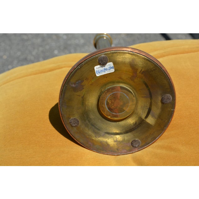 Vintage Sarreid Korea Copper & Brass Reflector Candle Stick Student Lamps Lights - a Pair For Sale - Image 10 of 12