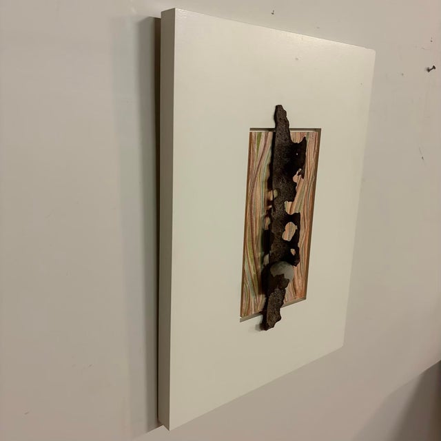 Patricia Hood “Salvage Song” mixed media assemblage on wood panel, created in 2004. This striking contemporary wall...