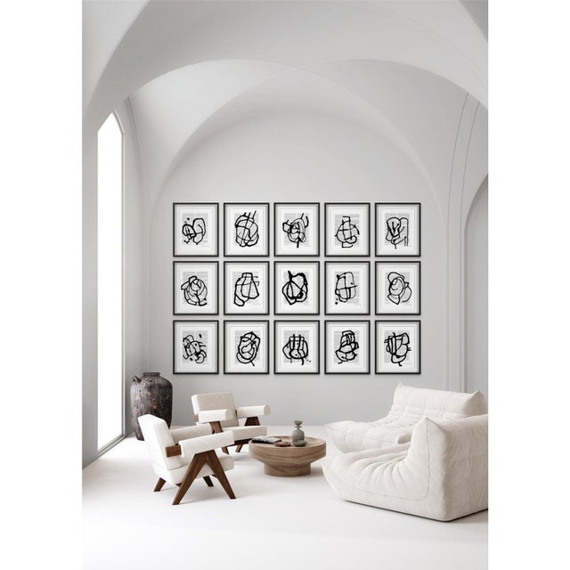 A sophisticated collection of fifteen original abstract compositions by artist Diane Grant, Black & White Abstractions...