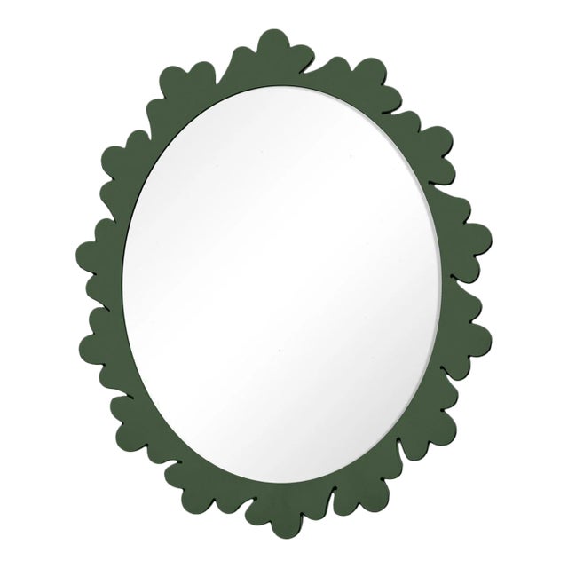 Fleur Home Garden District Arabella Oval Mirror in Duck Green, 32x37 For Sale