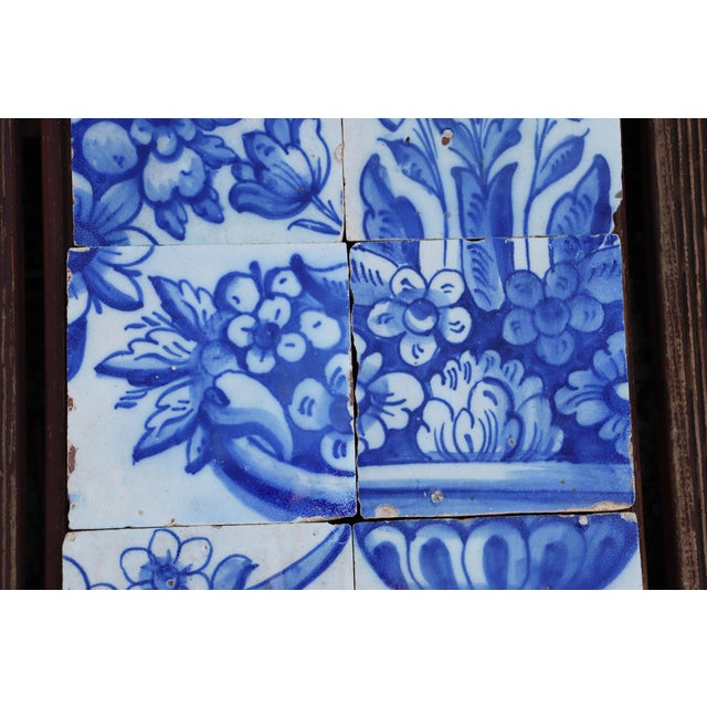 18th Century Tile Mural Panel Depicting a Vase With Rocaille Flowers, Portuguese, 18th Century For Sale - Image 5 of 7