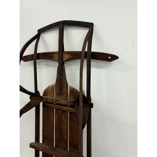 Vintage Wooden Flexible Flyer Style Sled For Sale - Image 11 of 16
