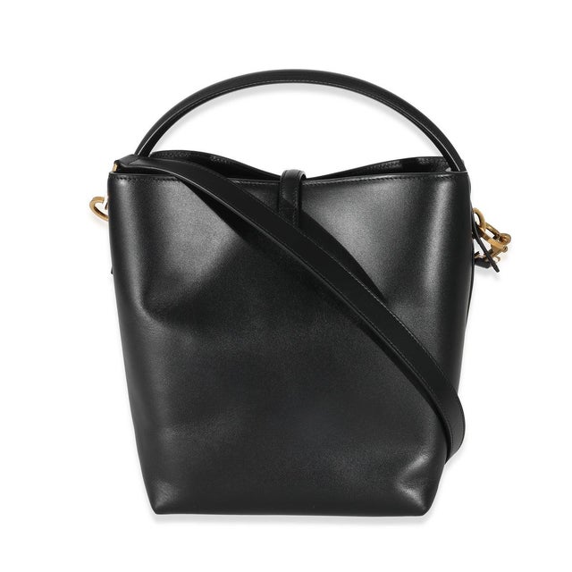 2020s Black Shiny Calfskin Small Le 37 Bucket Bag For Sale - Image 5 of 8