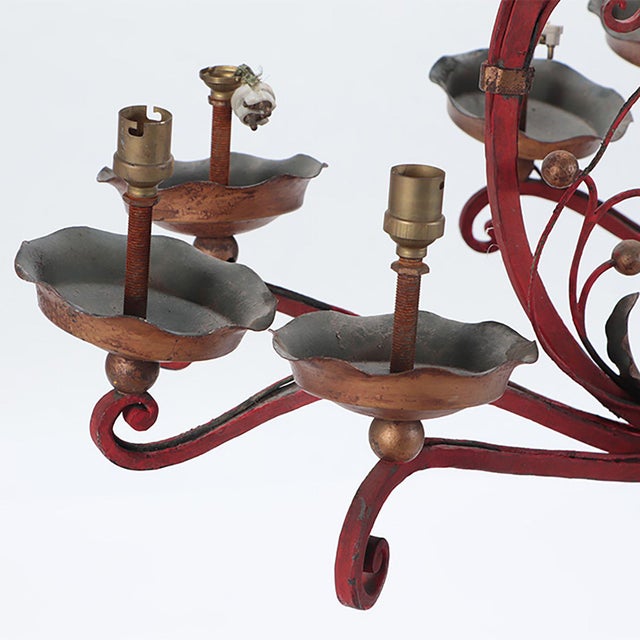 A French Painted Iron Chandelier, C 1945 For Sale In Greensboro - Image 6 of 6