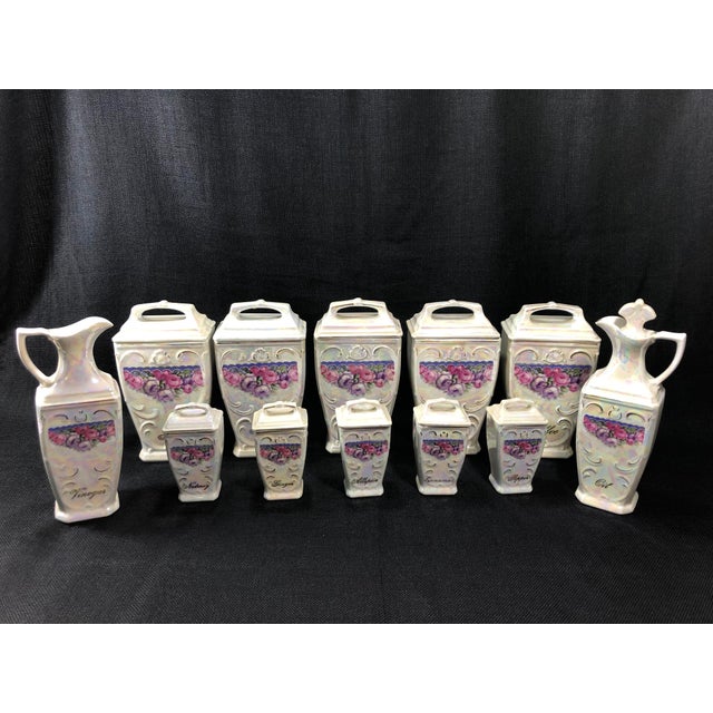 Antique German Lustreware Porcelain Canister Set 23 Pieces Chairish