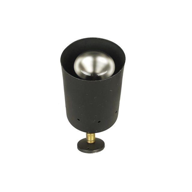 Metal Italian Black Aluminum & Brass Adjustable Spot Lights, 1950s, Set of 2 For Sale - Image 7 of 12