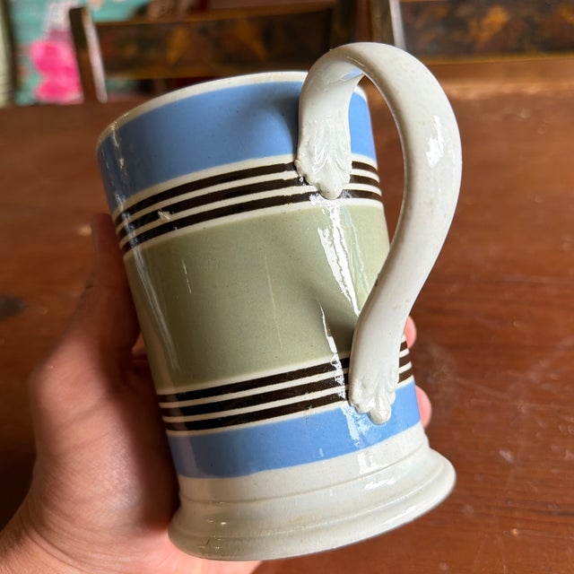 White Antique Staffordshire Pearlware Mocha Banded Tankard, Circa 1820s For Sale - Image 8 of 12