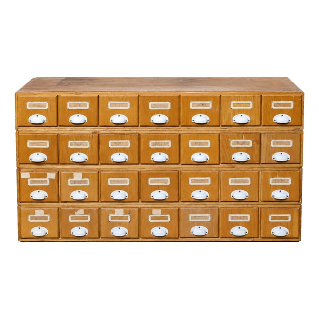 Industrial Wooden Catalog Cabinet, East Germany, 1970s For Sale