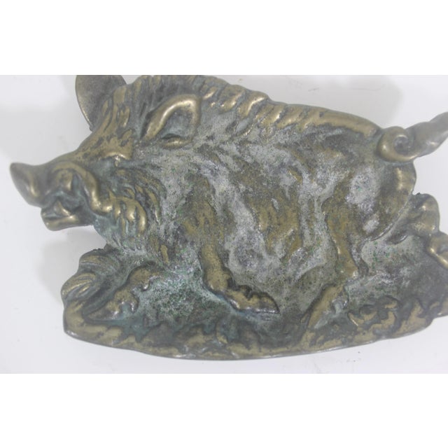 Metal Vintage Bronze Boar Dish Wild Pig Ashtray or Ring Dish For Sale - Image 7 of 7