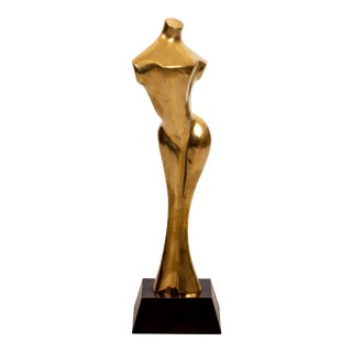 Large Mid-Century Brass Nude Torso Sculpture in the Manner of Jean Arp For Sale