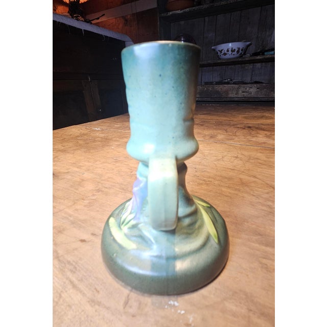 Roseville Pottery 1940s Roseville Green Freesia Single Candle Holder For Sale - Image 4 of 8