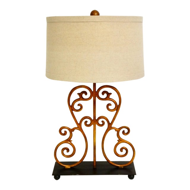 Modern Table Lamp With Linen Shade For Sale