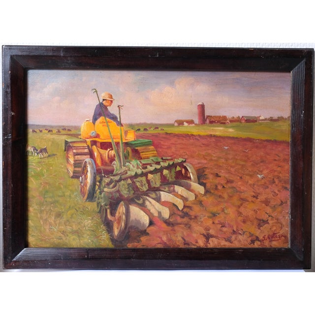 José Ortega, Farming Man Working on the Field, 1960s, Painting For Sale - Image 3 of 3