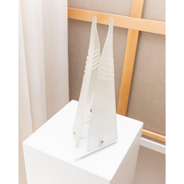 Murano Pyramid Table Lamp in Frosted Glass, Italy, 1970s For Sale - Image 10 of 11