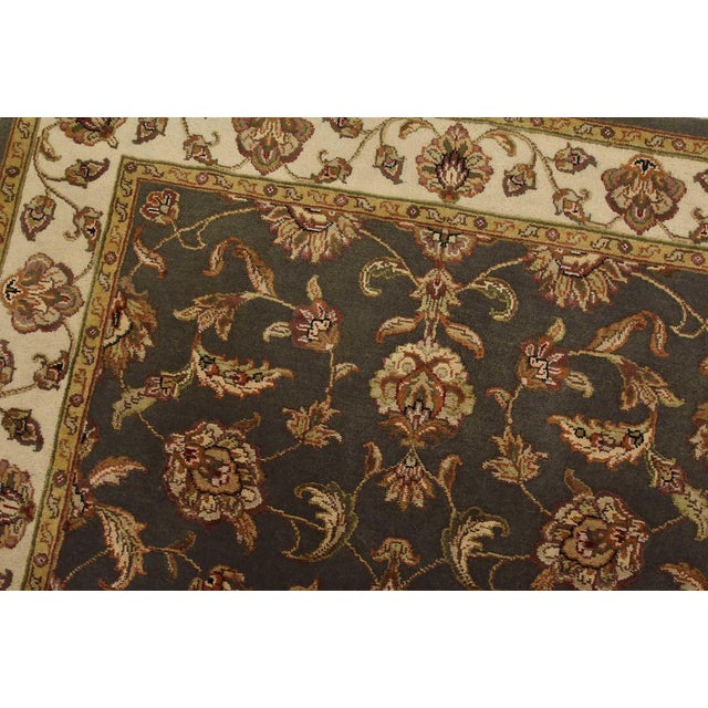 Agra Rug 4’1” X 6’2” Gray Wool/Silk Traditional Hand-Knotted Oriental Carpet For Sale In Philadelphia - Image 6 of 12