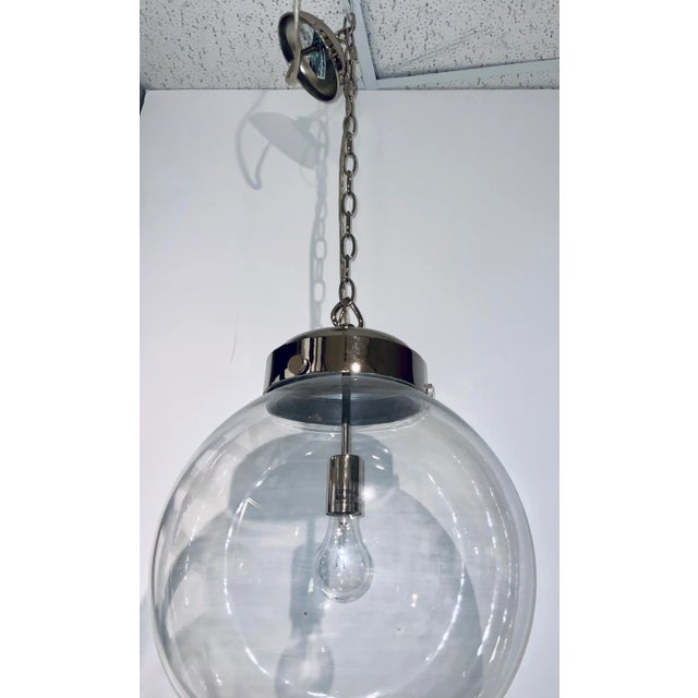Modern Modern Glass and Nickel Bulbous Reeves Pendant Light For Sale - Image 3 of 4