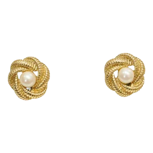 1980s Richelieu Vintage Carved Glass Pearl Earrings, 2 Pieces