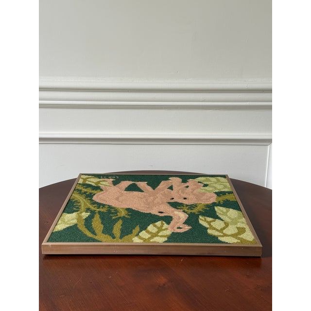Textile Framed Elephant Needlepoint For Sale - Image 7 of 9