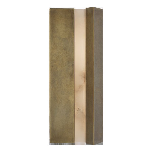 Anne-Marie Barton for Visual Comfort Signature Austera 20" Sconce in Mottled Brass with Alabaster For Sale
