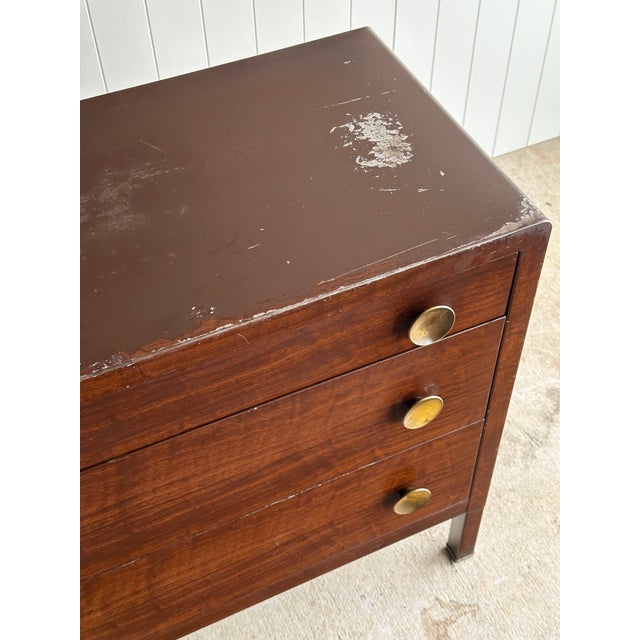 Vintage Norman Bel Geddes for Simmons Steel Chest of Drawers With Removable Mirror & Brass Pulls, C. 1930s For Sale - Image 12 of 18