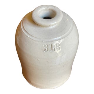 Pair of Victorian Cream-Glazed Stoneware Jars With Capacity Marks For Sale