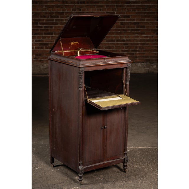 1920s Antique Silvertone Floor Phonograph Cabinet With Records For Sale - Image 5 of 12
