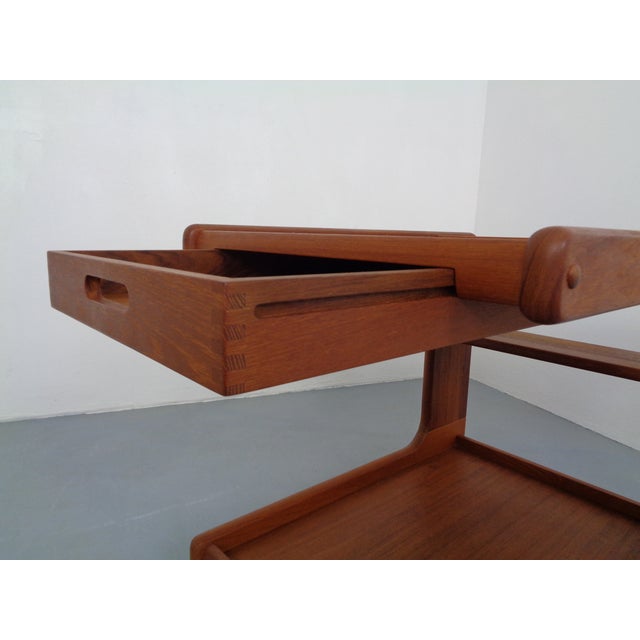 Large Rollable Teak Bar Cart, 1960s For Sale - Image 13 of 16