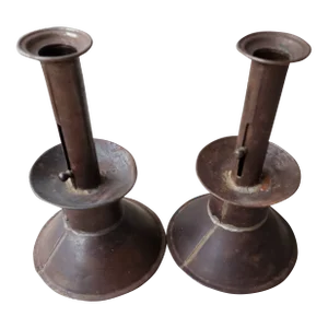 American Antique Tin Candlesticks
