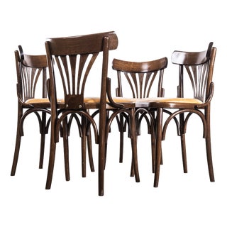 Upholstered Fan Back Bentwood Dining Chair, 1960s, Set of 4 For Sale