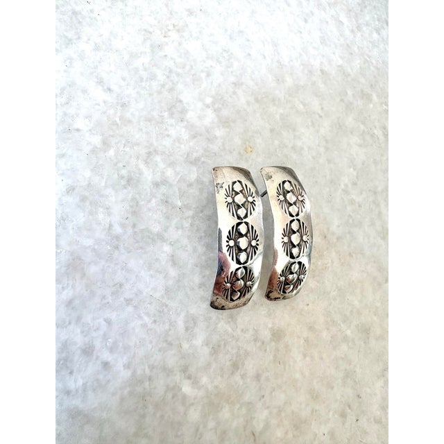 Vintage Sterling Silver Pierced Earrings, Pair For Sale - Image 4 of 5