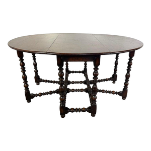19th Century English Gate Leg Table, Dark-Stained Oak, Jacobean Style