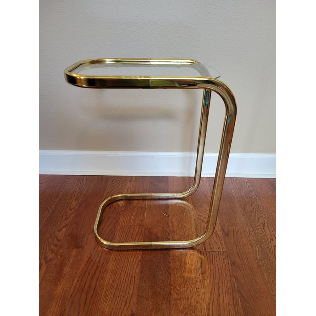 Mid-Century Modern Milo Baughman Style Brass Side Tables - a Pair For Sale - Image 10 of 11