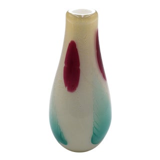 Muranese Glass Vase with Leaves, 1960s For Sale
