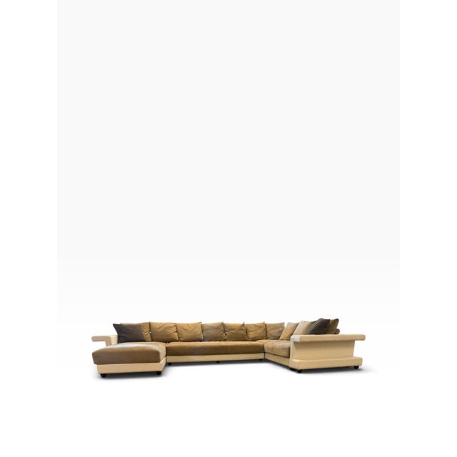 2010s Roche Bobois Monumental White Leather & Suede U-Shaped Sectional Sofa For Sale - Image 5 of 17