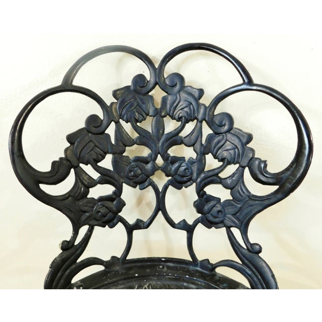 Mid-Century Modern Vintage Mid Century Ornate Black Aluminum Roses Paw Foot Swivel Bar Stool For Sale - Image 3 of 12