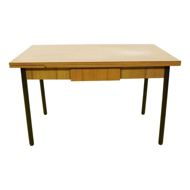 Extendable Formica Table with Metal Legs For Sale