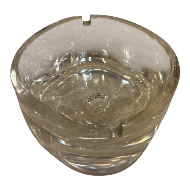 Italian Mid-Century Thick Clear Glass Ashtray, Murano Style, 1960s–1970s For Sale